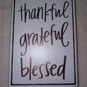 Thankful Grateful Blessed Wooden Sign